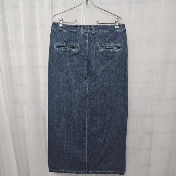 Vintage Old Navy Blue Jeans Denim Maxi Skirt Y2K Preppy Boho 10 - Picture 11 of 14